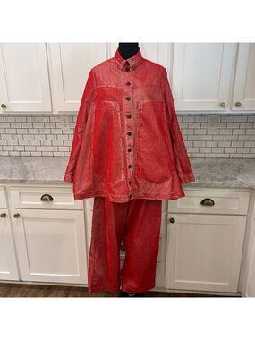 Rundholz Black Label Pants Jacket Womens Small Red Denim Trousers Avant Garde
